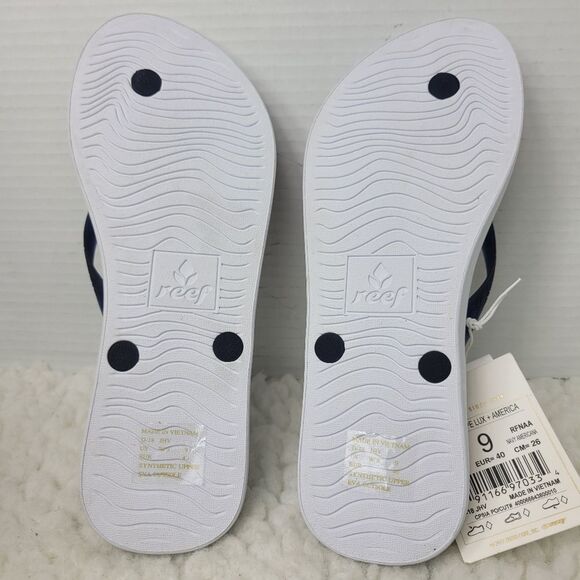 Reef Escape Lux Navy Americana Womens Size 9 Thong Flip-Flop Shoes New - Picture 9 of 10